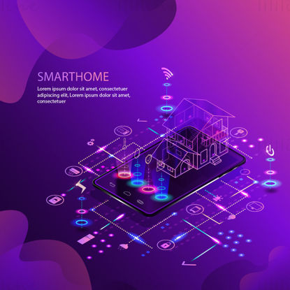 Ilustración de vector de oficina en casa inteligente