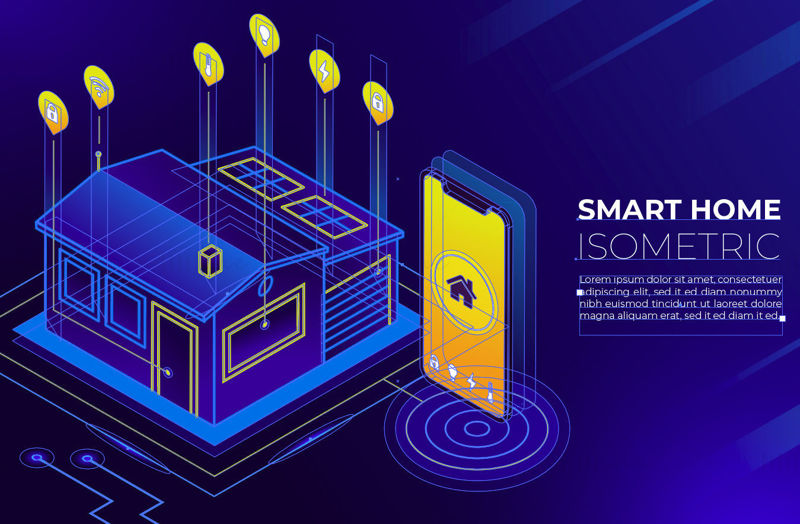 Vector isométrico de casa inteligente