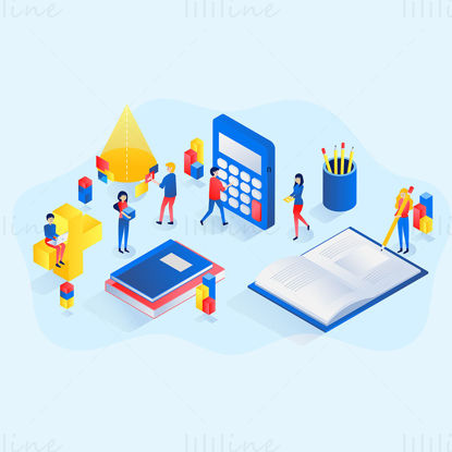 People busy at work vector scene