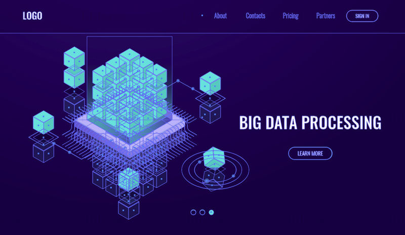 Big data processing vector web site landing page