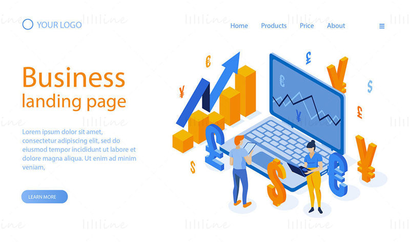 Business finance landing page vector