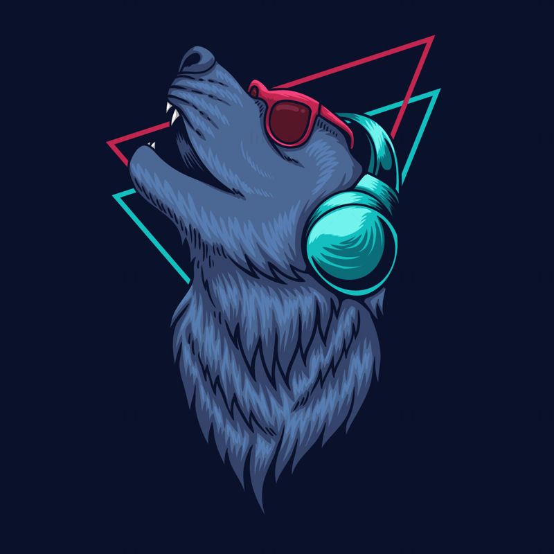 Ilustración de vector de lobo de música