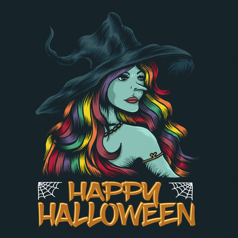 Feliz Halloween elemento bruja vector ilustración