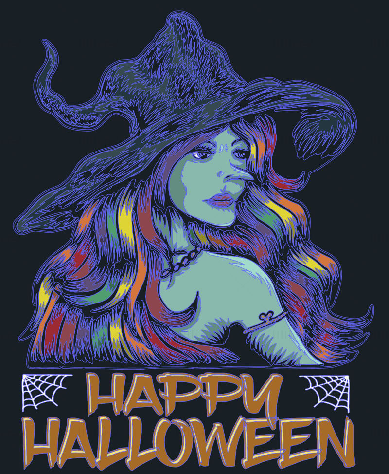 Happy Halloween element witch vector illustration