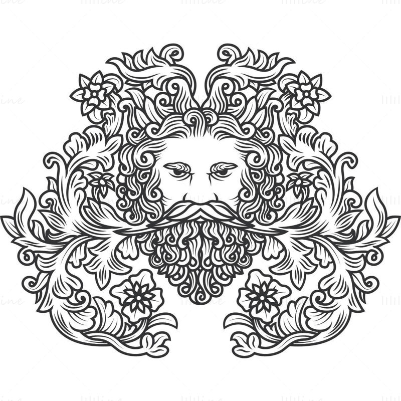 God of Plants Illustration, Vector Avatar