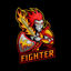 Burning warrior holding sword and shield vector