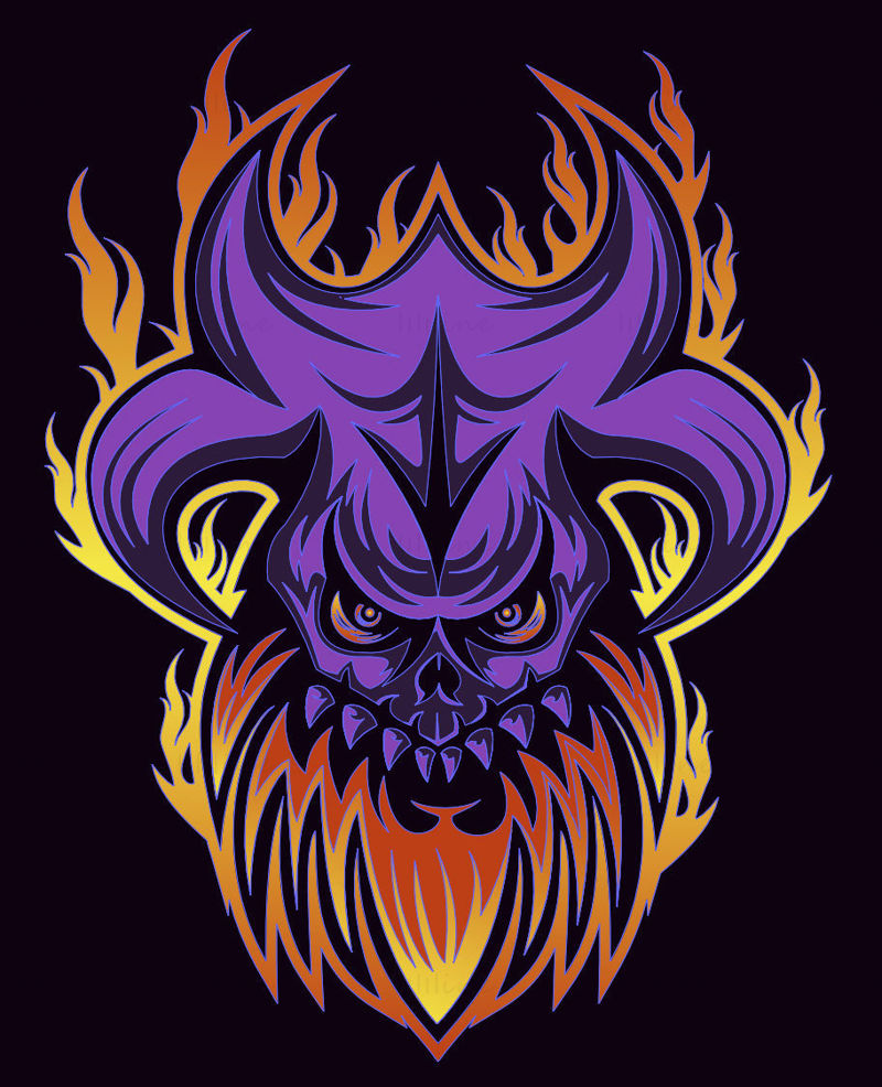 Devil monster burning head vector