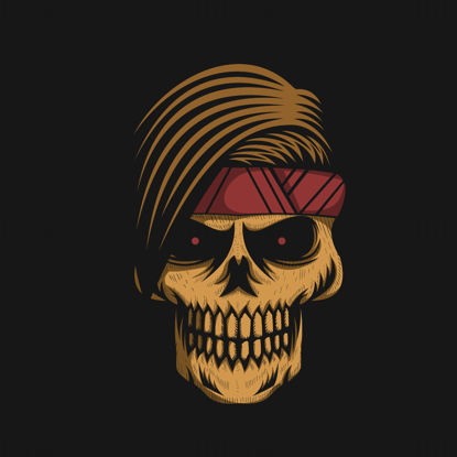 Cool hairstyle red eye skull vector