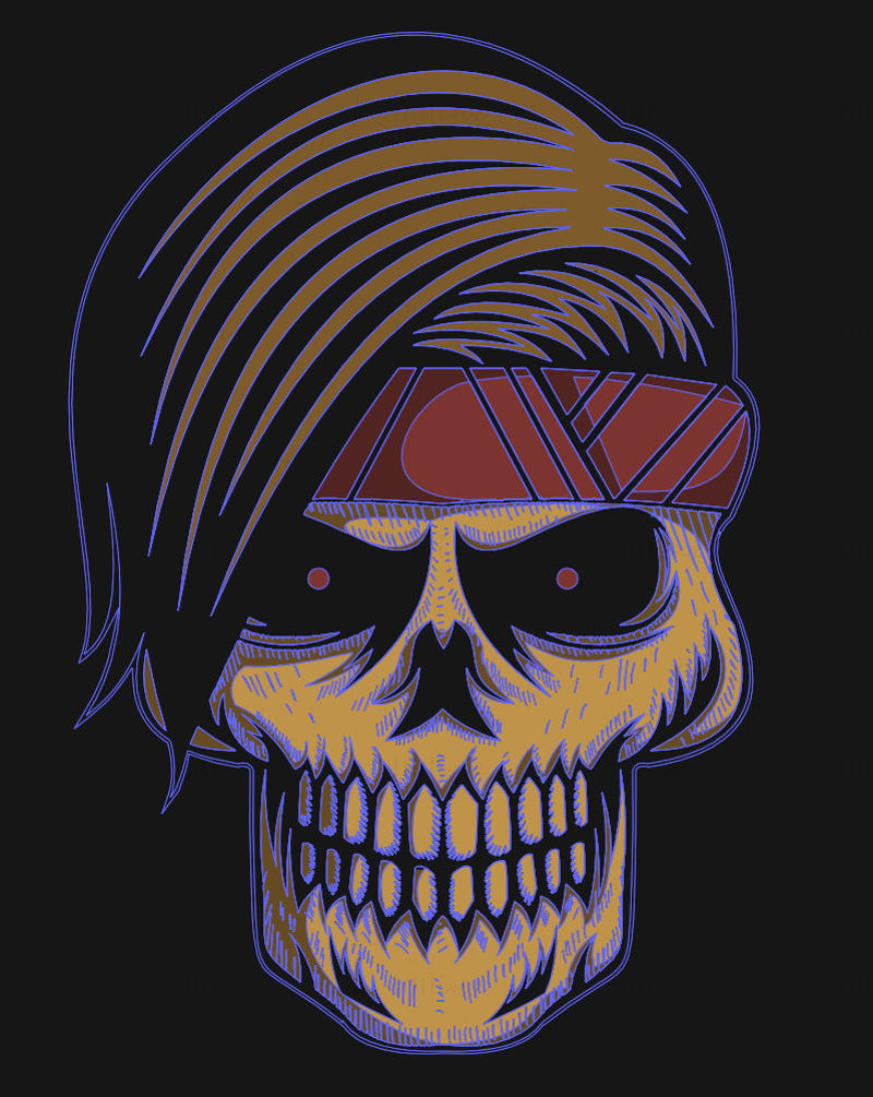 Cool hairstyle red eye skull vector