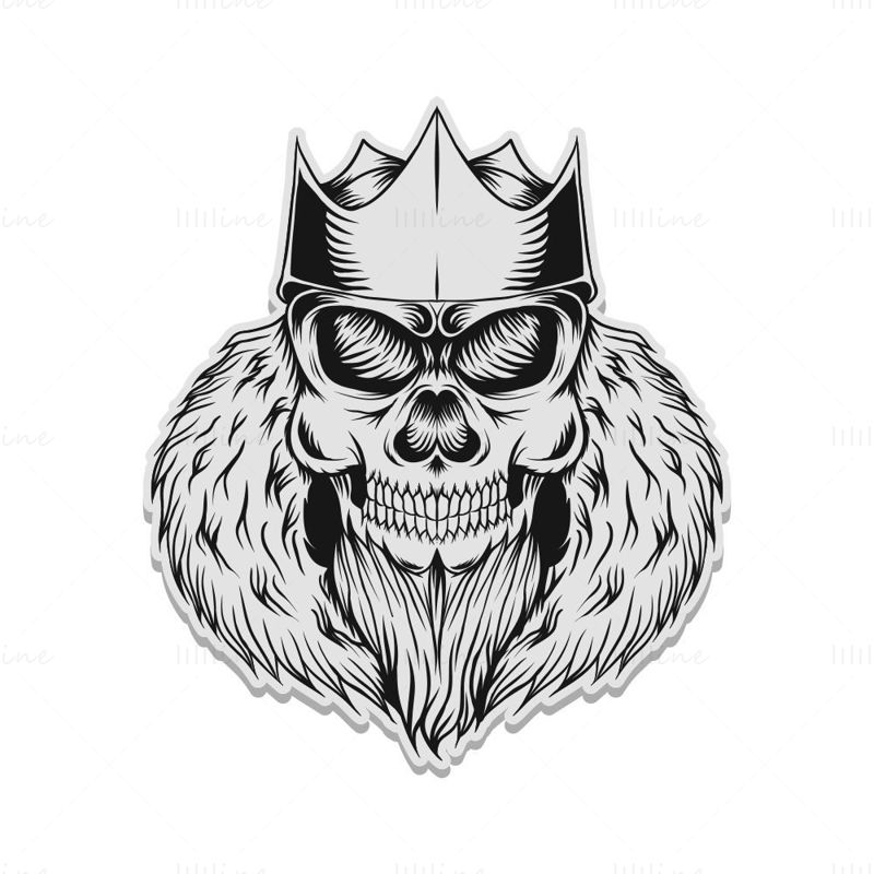 Skull king head vector