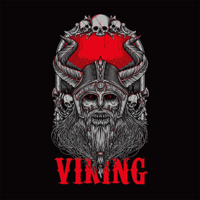 Viking skull illustration pattern vector