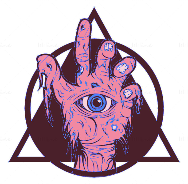 Monster hand with eye, vector illustration