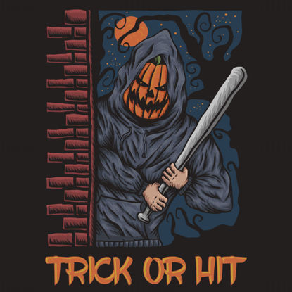 Halloween trick or hit vector illustration