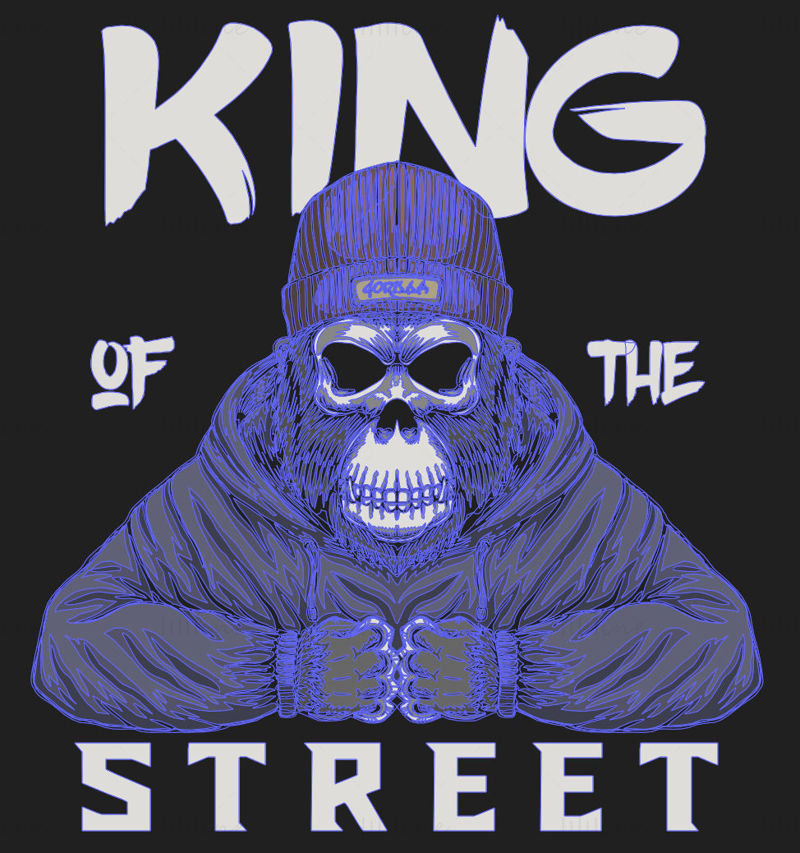 King of the street, skeleton orangutan vector illustration