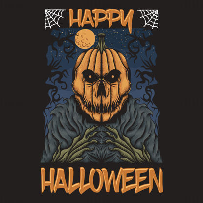 Happy Halloween pumpkin monster vector illustration