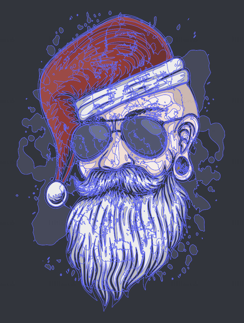 Fashion Santa Claus wearing sunglasses vector illustration