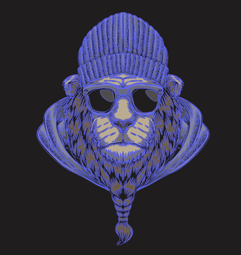 Lion man head with eyeglasses, vector illustration