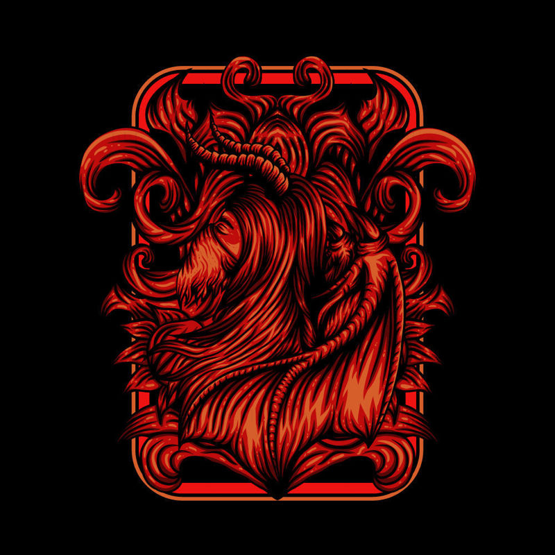 Red horned demon vector illustration