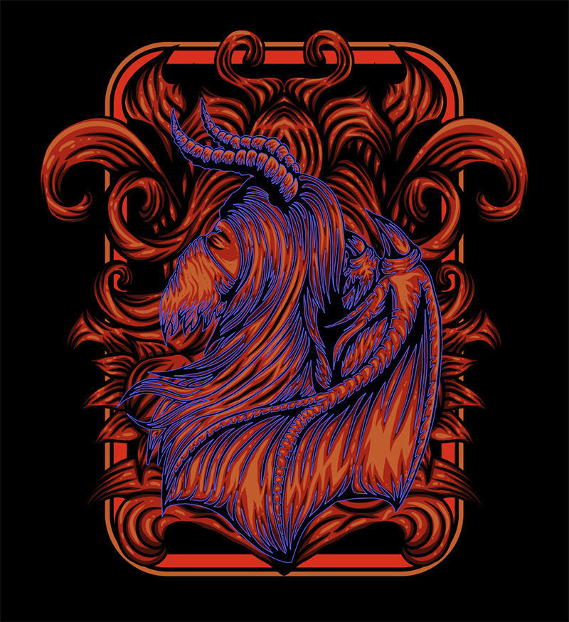 Red horned demon vector illustration