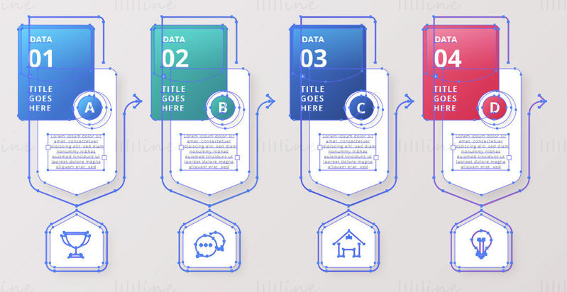 Naslov infografike, besedilo in ikone, vektorski elementi