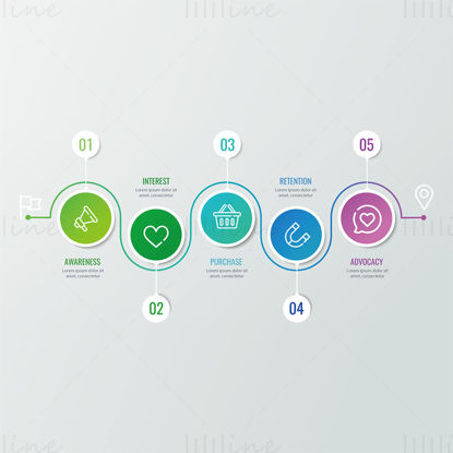 Infographics steps of placing order, vector