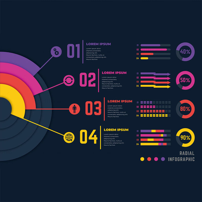 Radial infographic vector