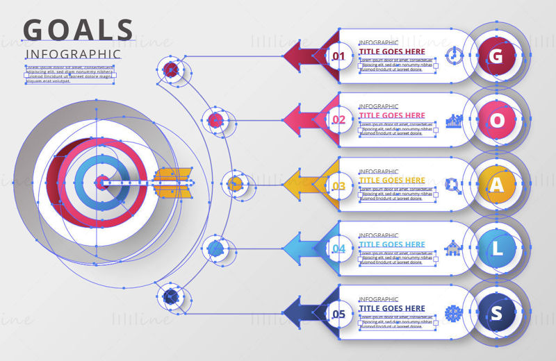 Vecteur d'infographie des objectifs circulaires créatifs