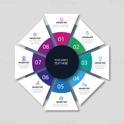 Radial triangle circle infographic vector