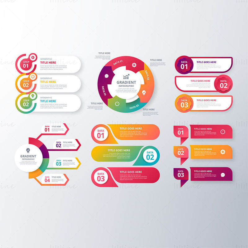 Vector set infografic roșu