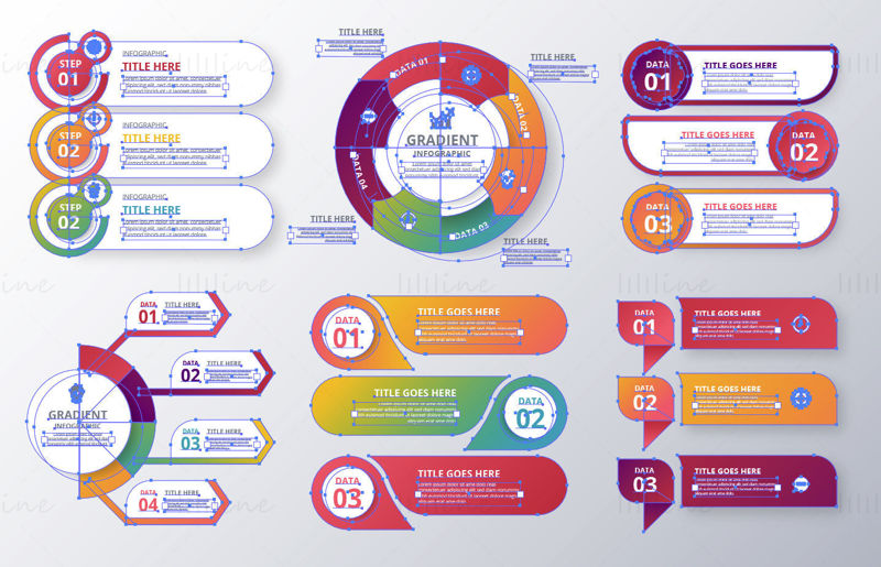 Vector set infografic roșu