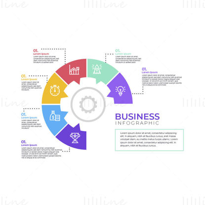 Radial pie chart infographic vector