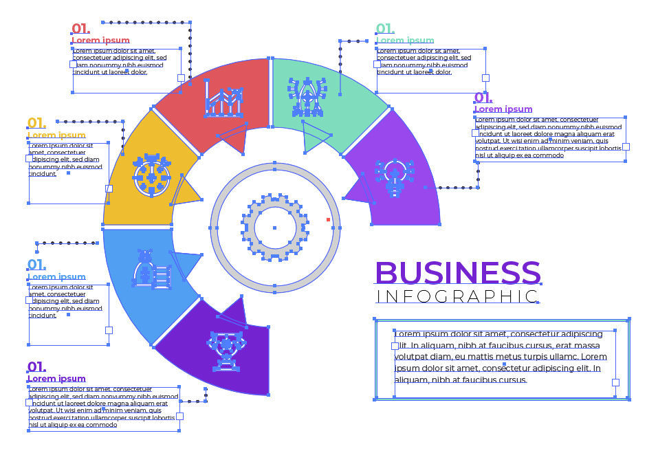 Radial pie chart infographic vector