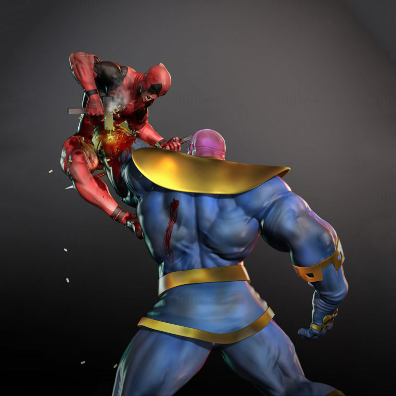 Modelo de impresión en 3D de Deadpool contra Thanos