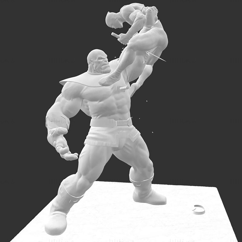 Modelo de impresión en 3D de Deadpool contra Thanos