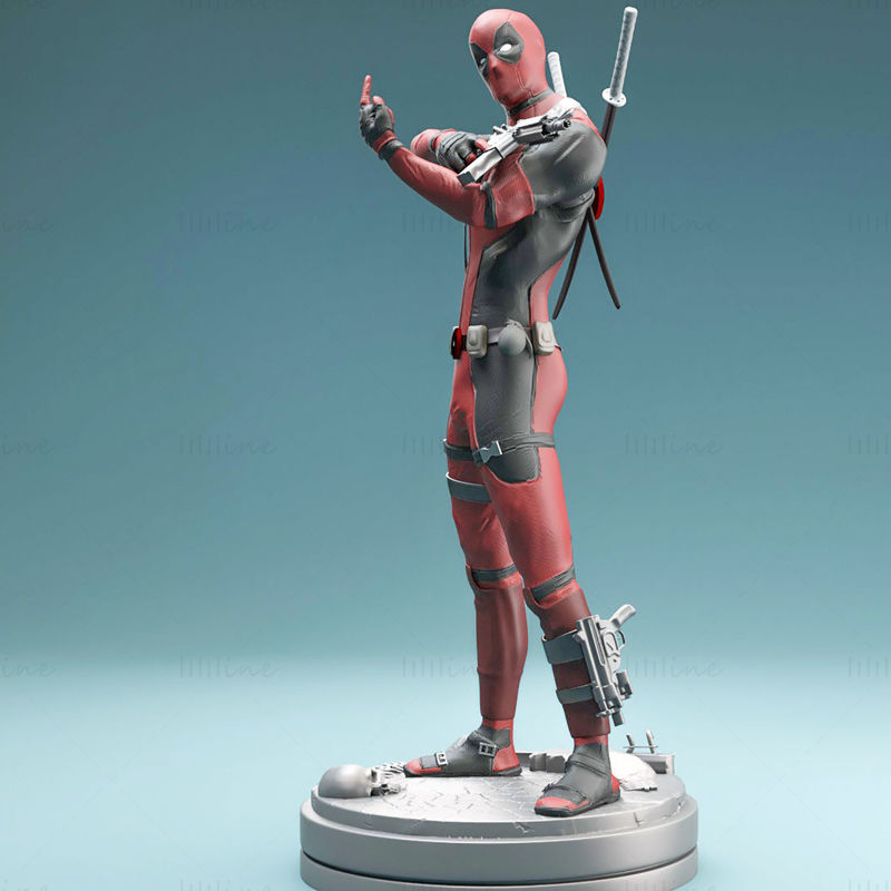 Modelo de impresión en 3D de la estatua de Deadpool