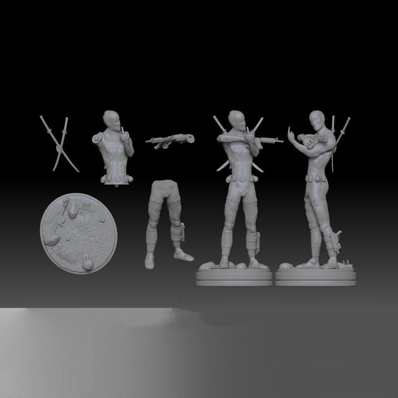Модель 3D-печати статуи Дэдпула