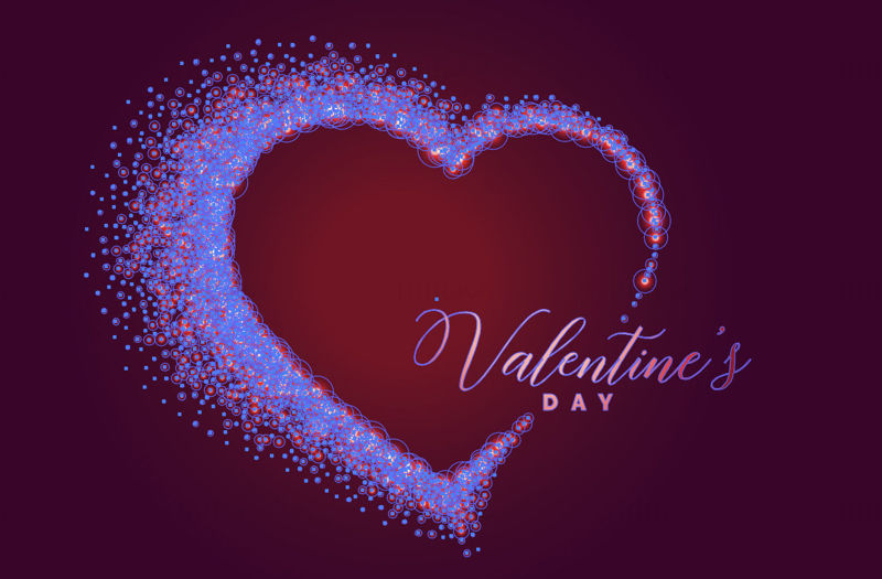 Heart shape fireworks sparkle Valentine's Day vector element