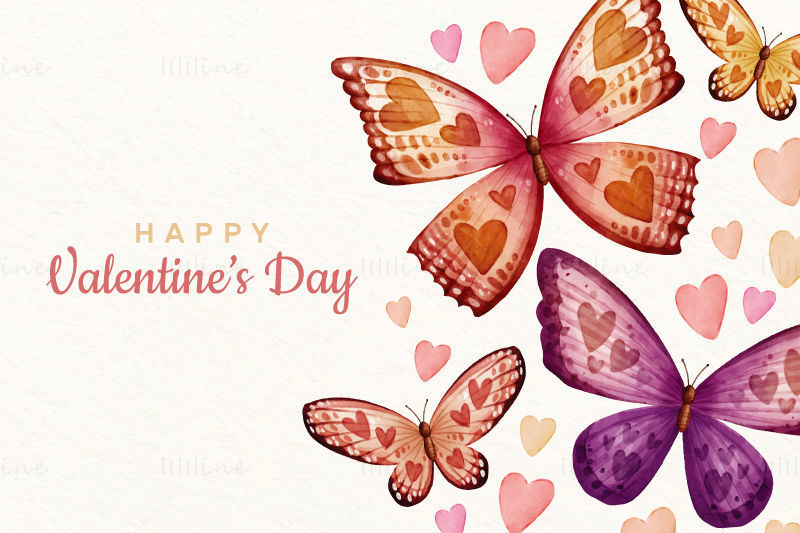 Vektor metulja v obliki srca za valentinovo