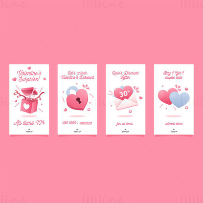 Valentine's day swipe up advertising vector template