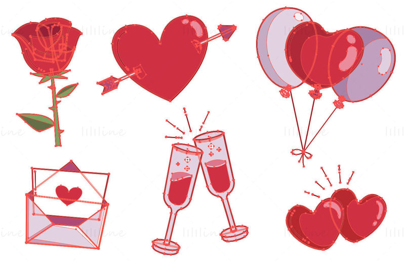 Векторни икони за Свети Валентин