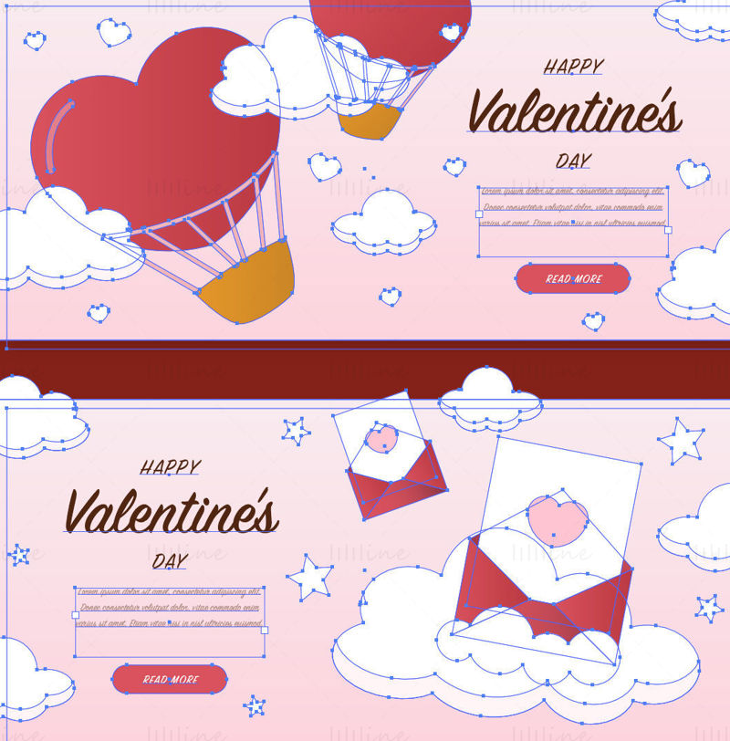 Pliante afișe banner vector de ziua îndrăgostiților