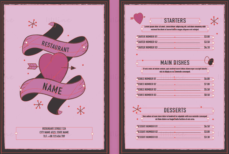 Valentine's day vector restaurant menu