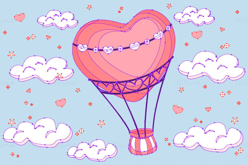 Kalp balon vektör öğesi