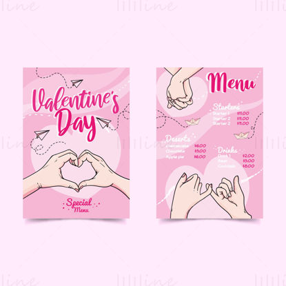 Valentine's day pink love menu vector