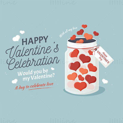 Sticlă de vector de Ziua Îndrăgostiților plină de dragoste