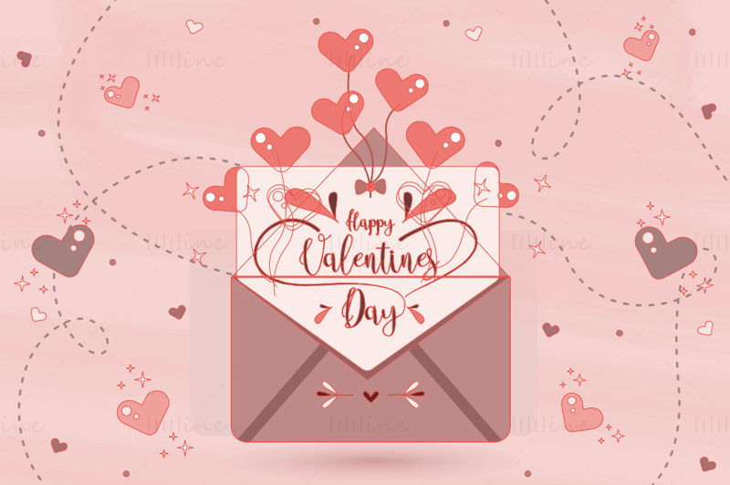 Valentine's day heart shape ballon love letter vector