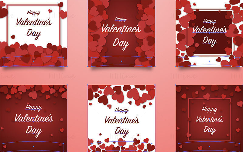 Leaflets posters valentine's day vector sticker card