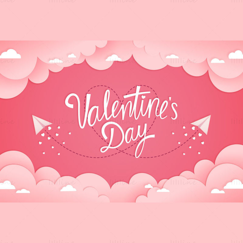 Ziua Îndrăgostiților banner în formă de inimă vector fundal