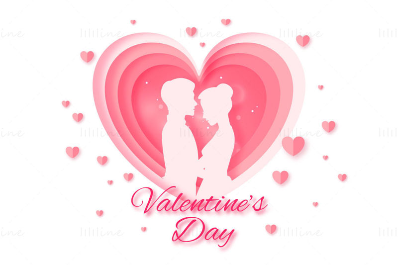Ziua Îndrăgostiților vector cu formă de inimă cuplu roz