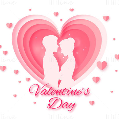 Ziua Îndrăgostiților vector cu formă de inimă cuplu roz